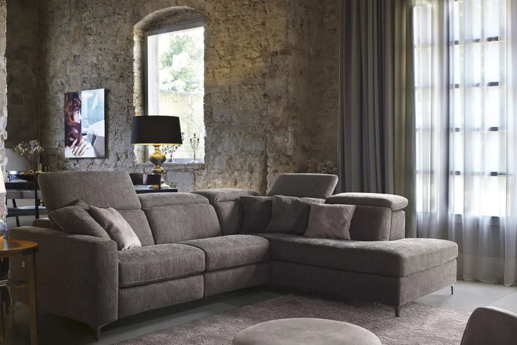 Canapé tissu avec repose-tête réglable