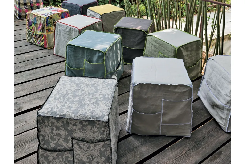 Amovible Pouf rembourré avec poches latérales