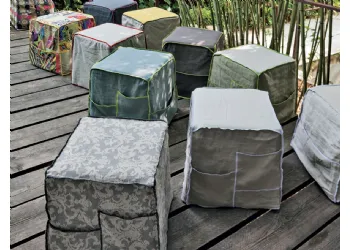 Amovible Pouf rembourré avec poches latérales