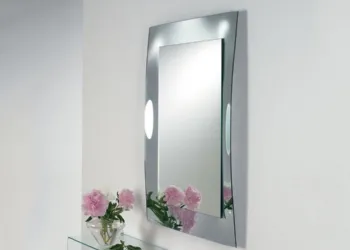 Miroir avec cadre en verre courbé chromé