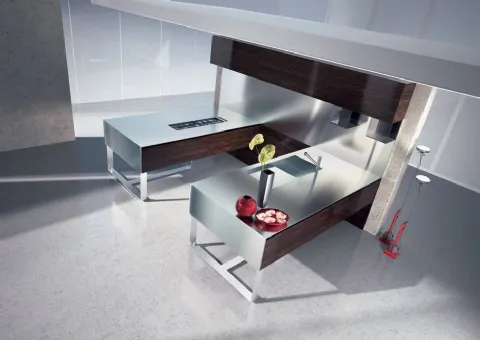 De cuisine en acier inoxydable et en bois Laque