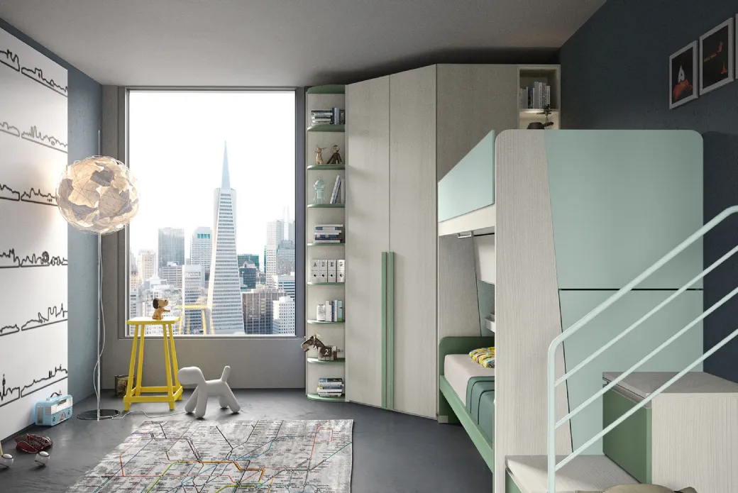 Chambre avec lits superposés coulissantes