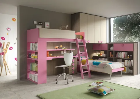 Chambre avec lit superposé Matt Laque