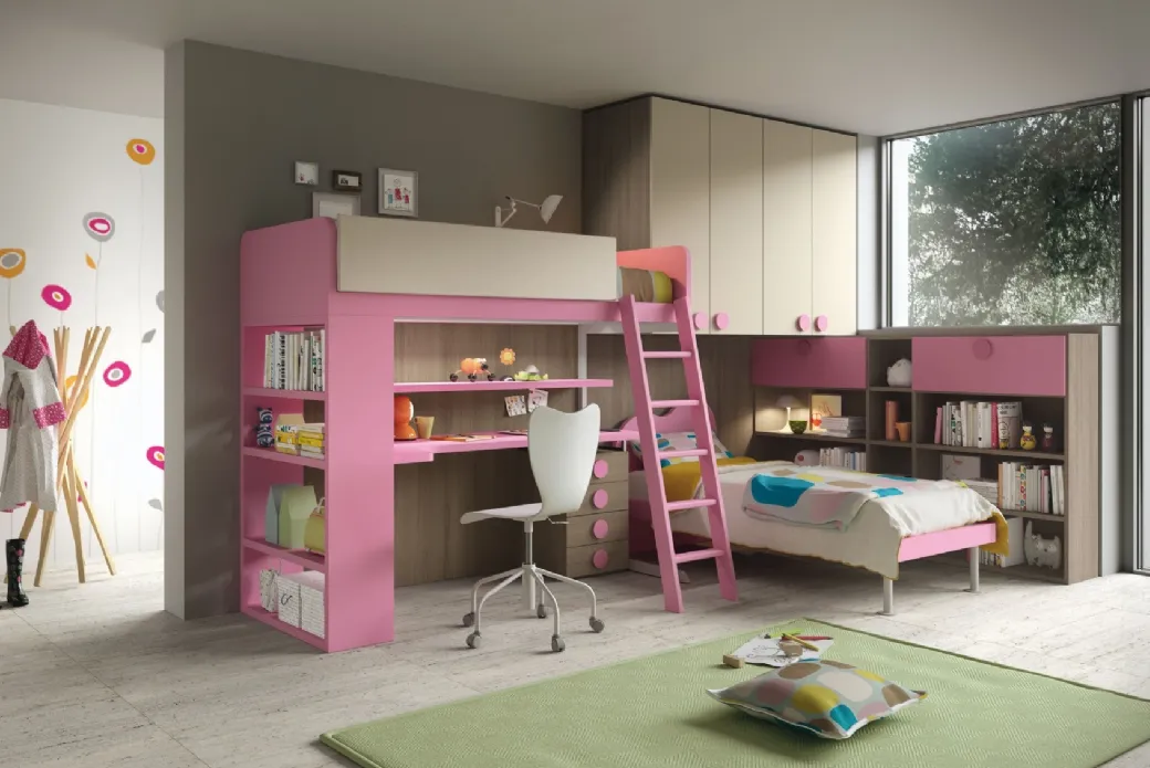 Chambre avec lit superposé Matt Laque