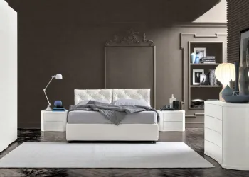 Lit en tissu blanc Deux coussins