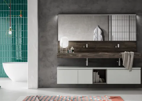 Bain mobile double lavabo