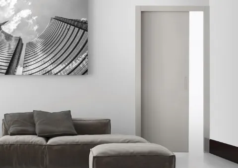 Porte avec cadre en aluminium et double verre trempé
