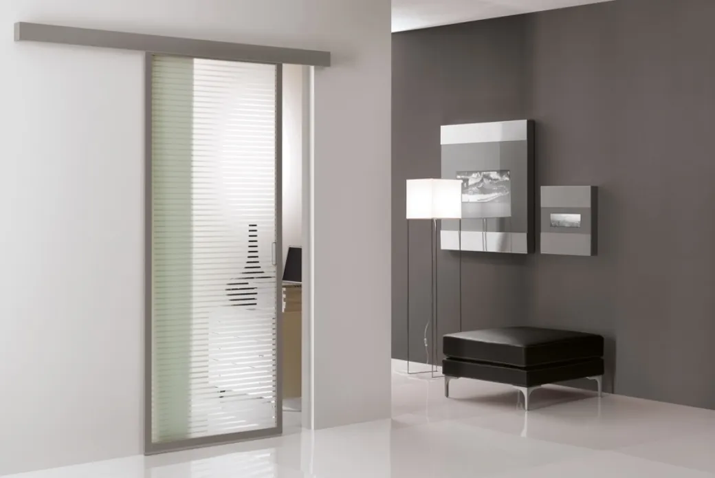 Porte en verre avec cadre en aluminium
