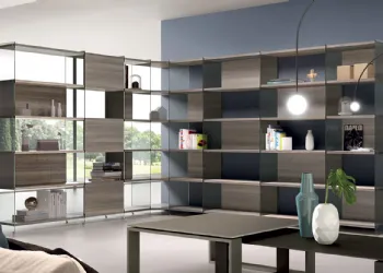 Bibliothèque avec verre Hanches et planchers laminés