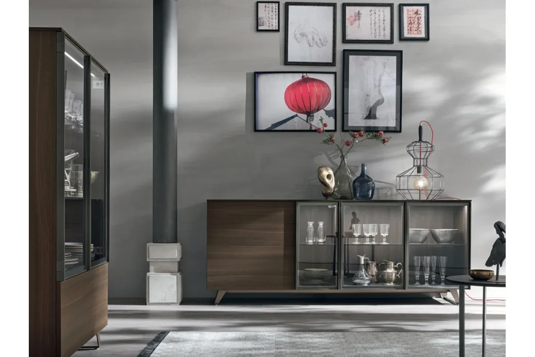 Enfilade vitrine avec une porte articulée