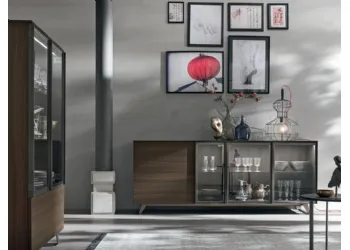 Enfilade vitrine avec une porte articulée