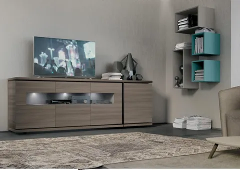 Madia à trois portes avec insert en verre transparent
