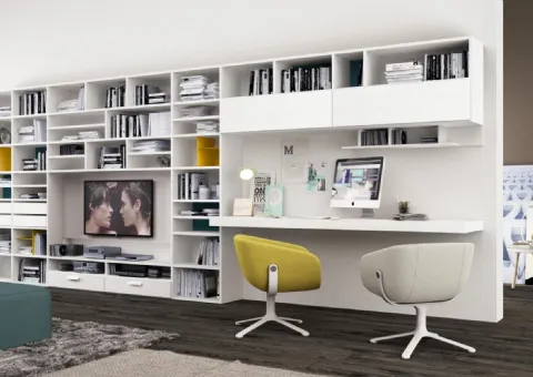 Bibliothèque Gloss blanc mat avec PANEL TV