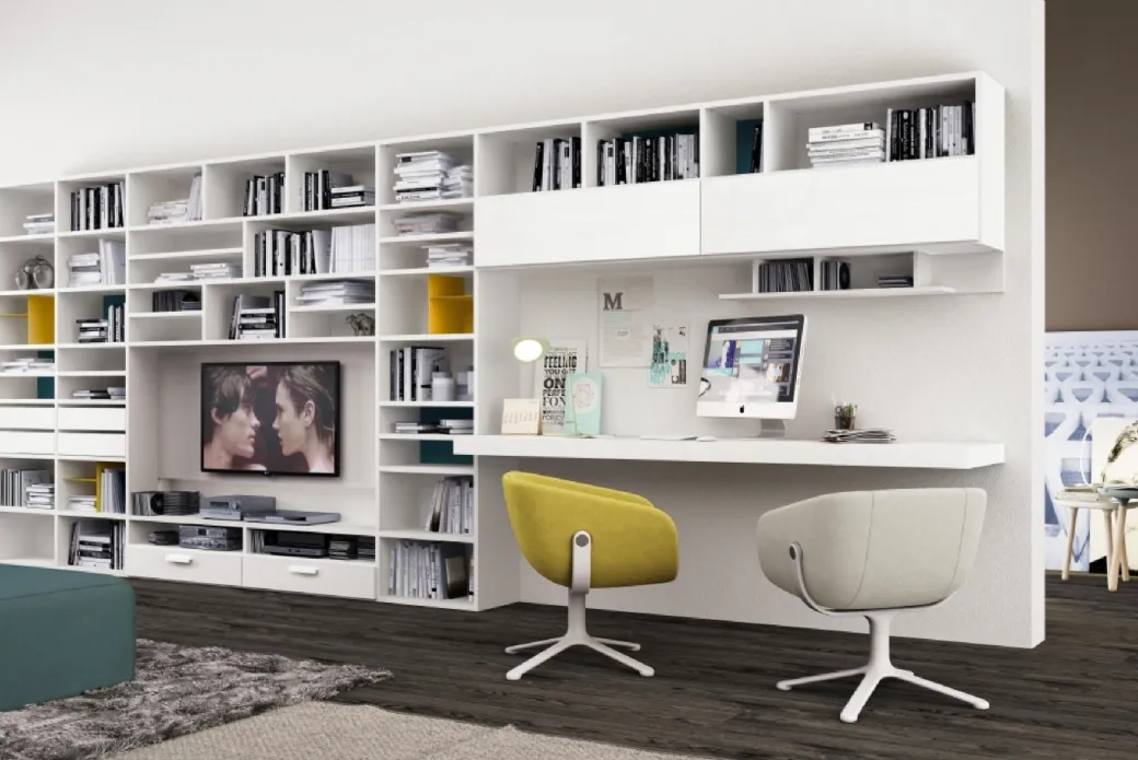 Bibliothèque Gloss blanc mat avec PANEL TV