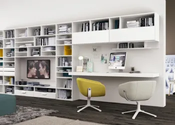 Bibliothèque Gloss blanc mat avec PANEL TV