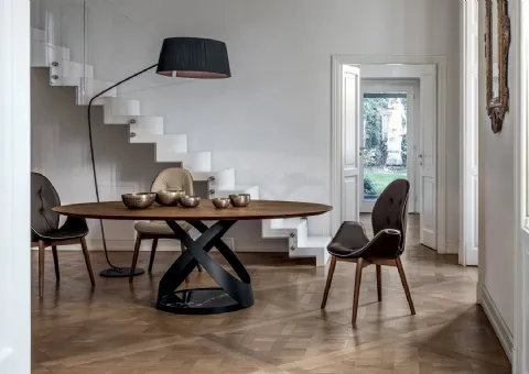 Table avec base en bois et métal Marbre