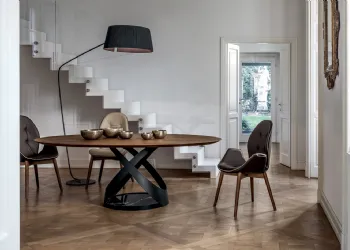 Table avec base en bois et métal Marbre