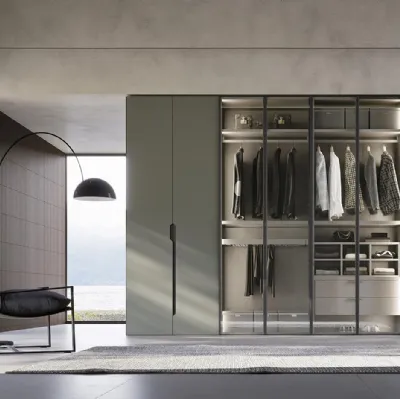 Armoire avec portes battantes Comp N22 laquées et en verre de Mobilgam