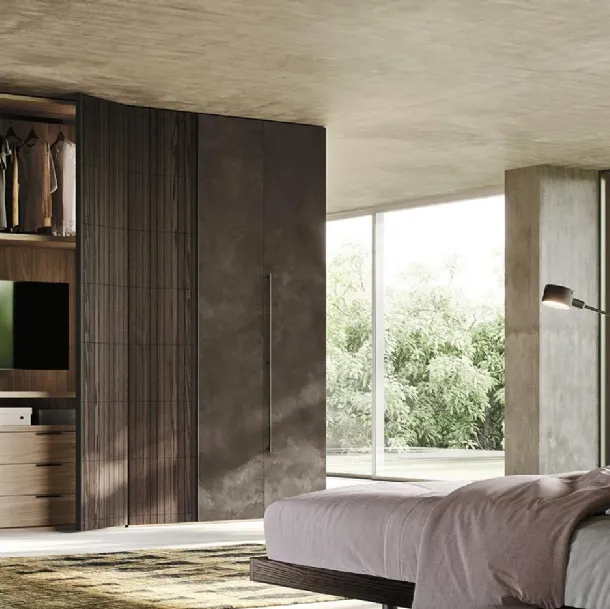 Armoire avec portes pliantes en bois et patiné Comp N24 de Mobilgam.