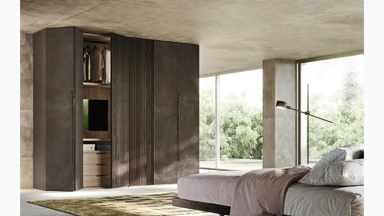 Armoire avec portes pliantes en bois et patiné Comp N24 de Mobilgam.