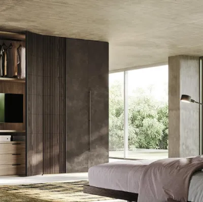 Armoire avec portes pliantes en bois et patiné Comp N24 de Mobilgam.