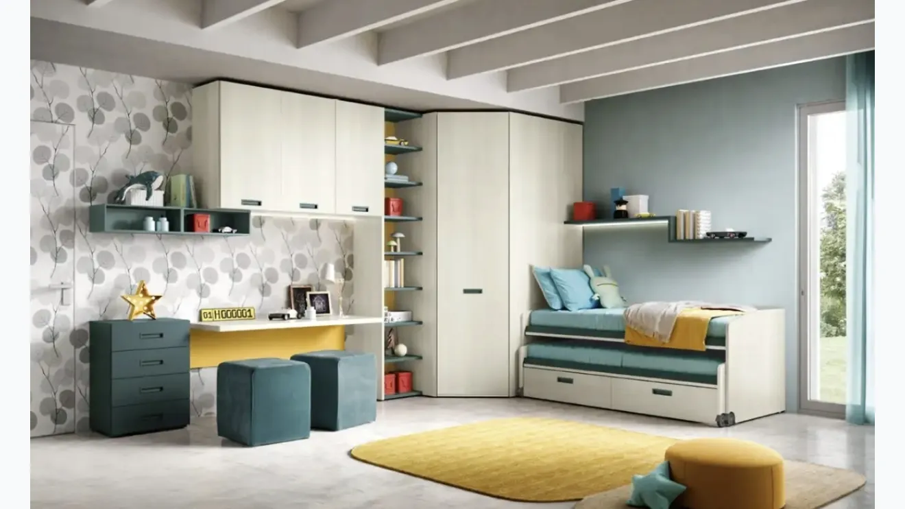 Chambre d'enfant avec lits gigognes K105 Moretti Compact Camerette