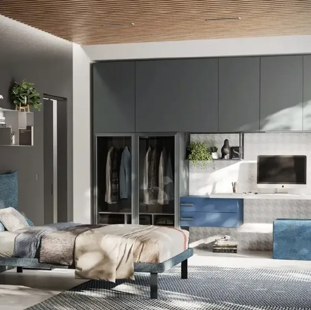 Chambre avec armoire-pont Y108 de Moretti Compact Camerette.