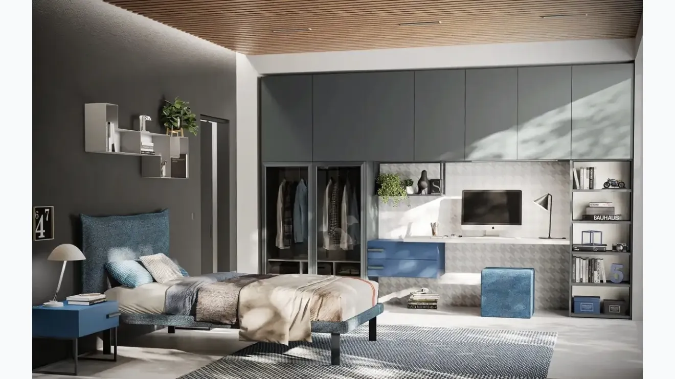 Chambre avec armoire-pont Y108 de Moretti Compact Camerette.