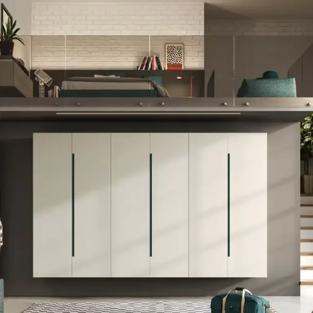 Chambre avec mezzanine Y115 de Moretti Compact Camerette