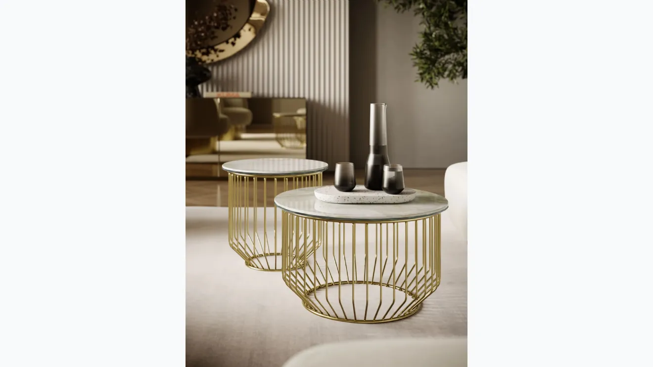 Table basse Circus en super marbre et acier de Bontempi