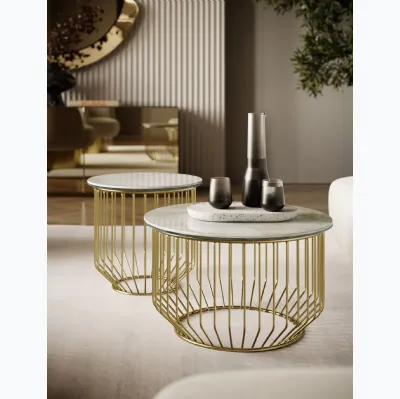 Table basse Circus en super marbre et acier de Bontempi