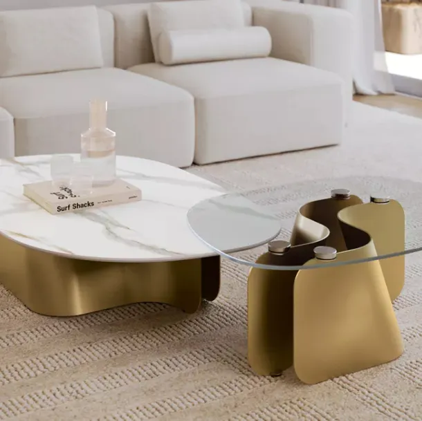 Table basse Flow en cristal ou SuperMarmo de Bontempi