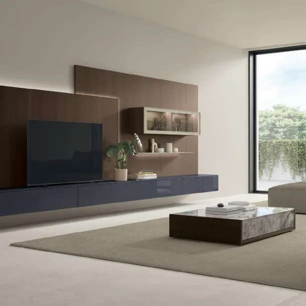 Table basse Kenzo en verre décoratif et en chêne texturé de Tomas