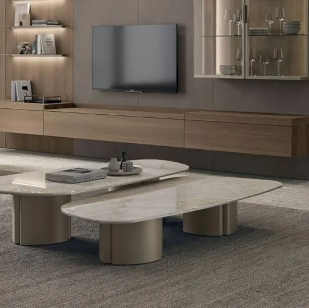 Table basse Nemo avec dessus en grès de Tomasella