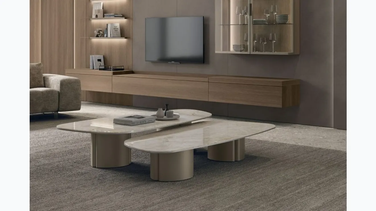 Table basse Nemo avec dessus en grès de Tomasella