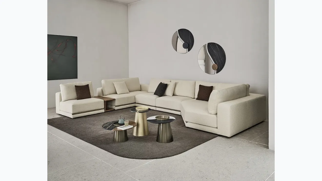 Miroir Luxor avec des éléments décoratifs en SuperMarmo et bois de Bontempi