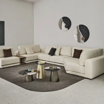 Miroir Luxor avec des éléments décoratifs en SuperMarmo et bois de Bontempi