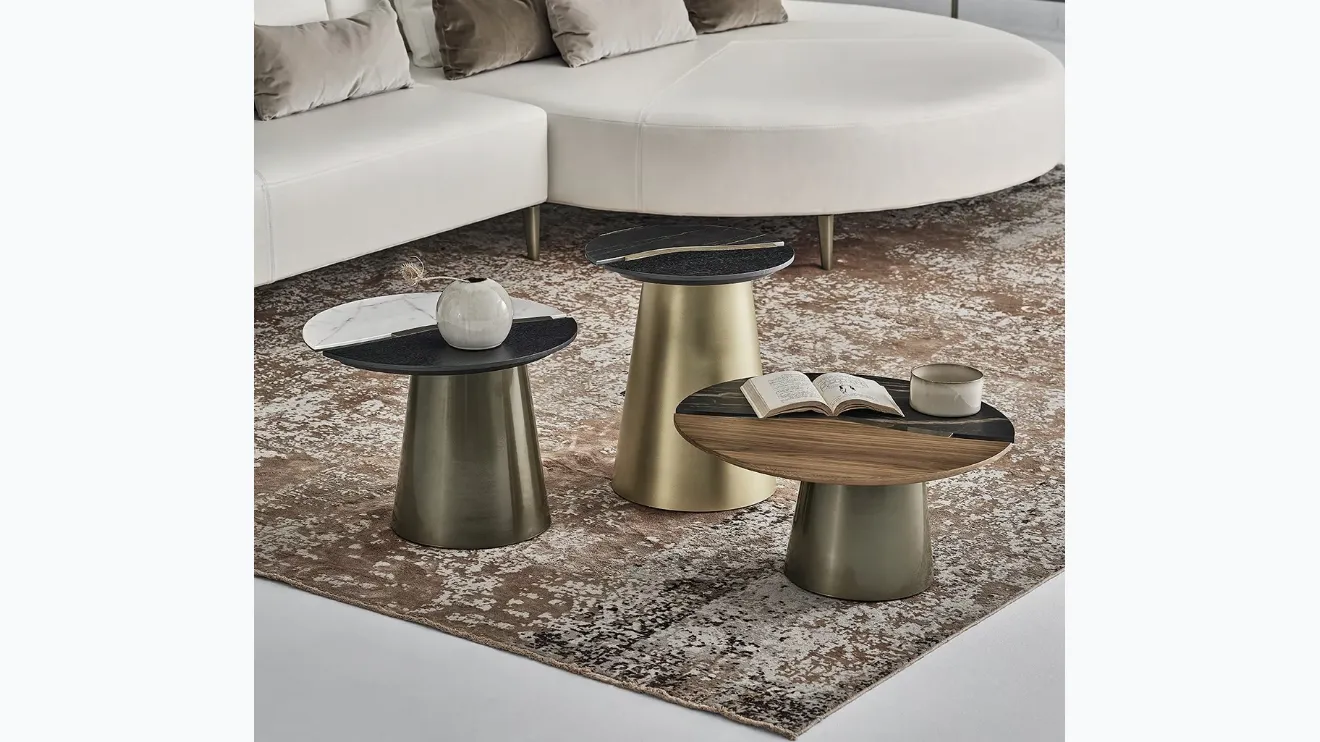 Table basse Yang en bois et SuperMarbre de Bontempi