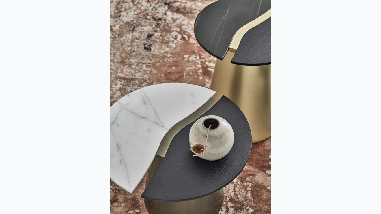 Table basse Yang en bois et SuperMarbre de Bontempi