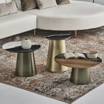 Table basse Yang en bois et SuperMarbre de Bontempi