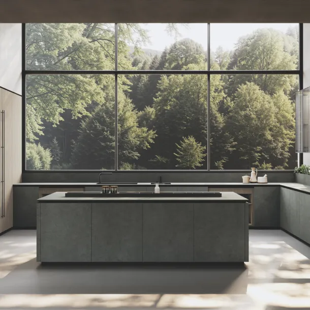 Cuisine de design en stratifié avec l'îlot Balance de Binova.