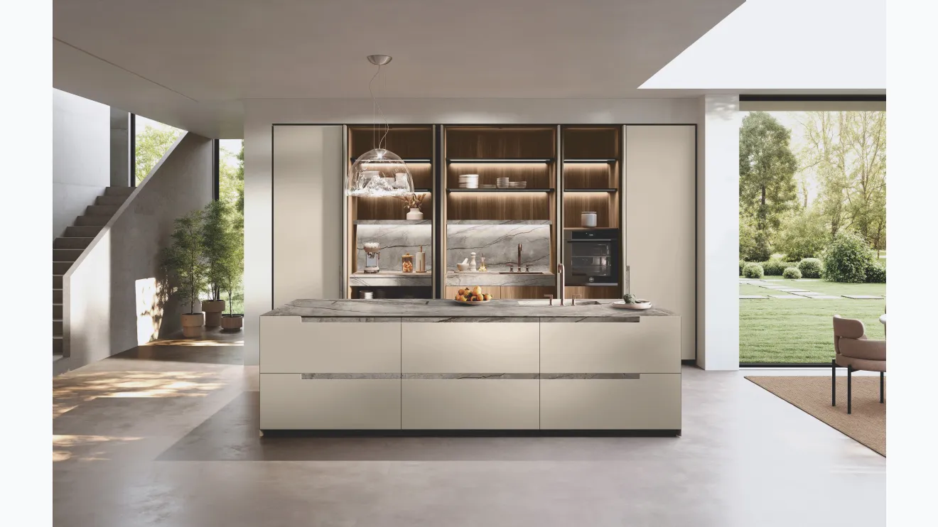 Cuisine Design avec l'îlot Bluna et la poignée Stone de Bin