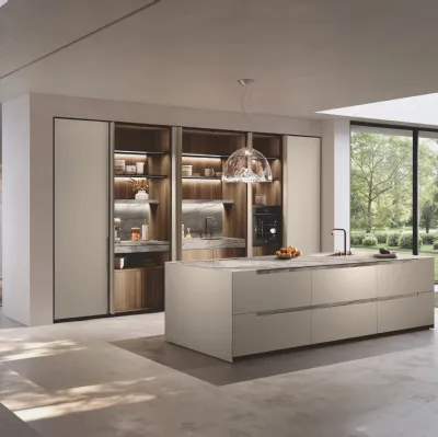 Cuisine design avec l'îlot Bluna et la poignée Stone de Bin
