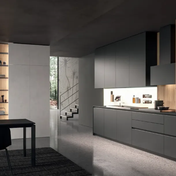 Cuisine de Design linéaire HC-08 High Design 08 en HPL et Orme d'A