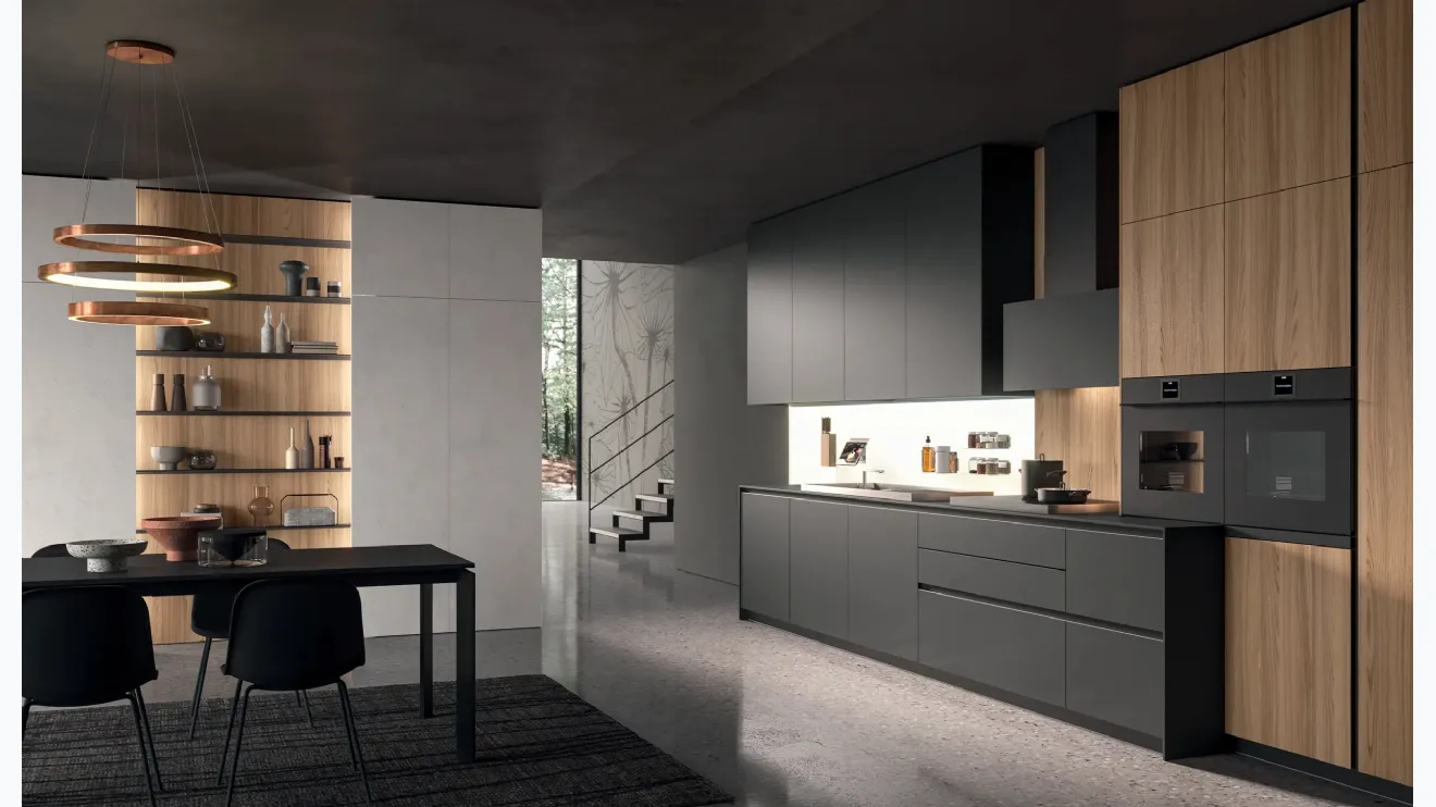 Cuisine de Design linéaire HC-08 High Design 08 en HPL et Orme d'A