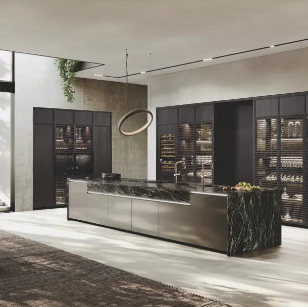 Cuisine design avec îlot Hily en bois de Binova