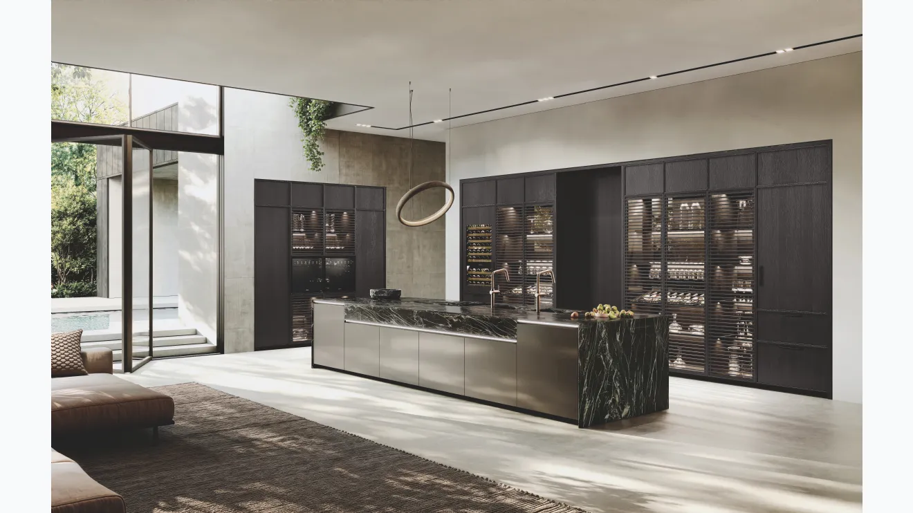 Cuisine design avec îlot Hily en bois de Binova