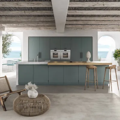 Cuisine moderne avec îlot Anuba laqué en gris Paxos de Miton.