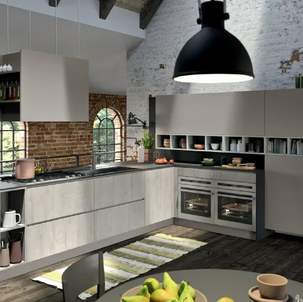 Cuisine moderne avec îlot SP-22 Industrial 04 d'Astra