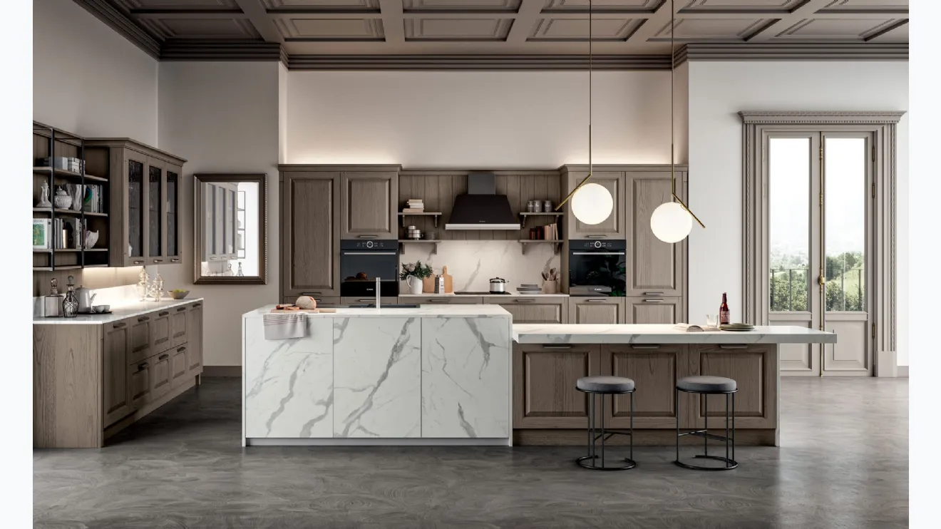 Cuisine Classique en frêne laqué avec l'îlot Romantique 01 de Gentili Cuc